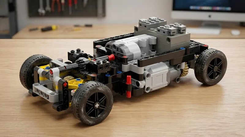 Motorized RC Drift Car Chassis MOC Frame Kit
